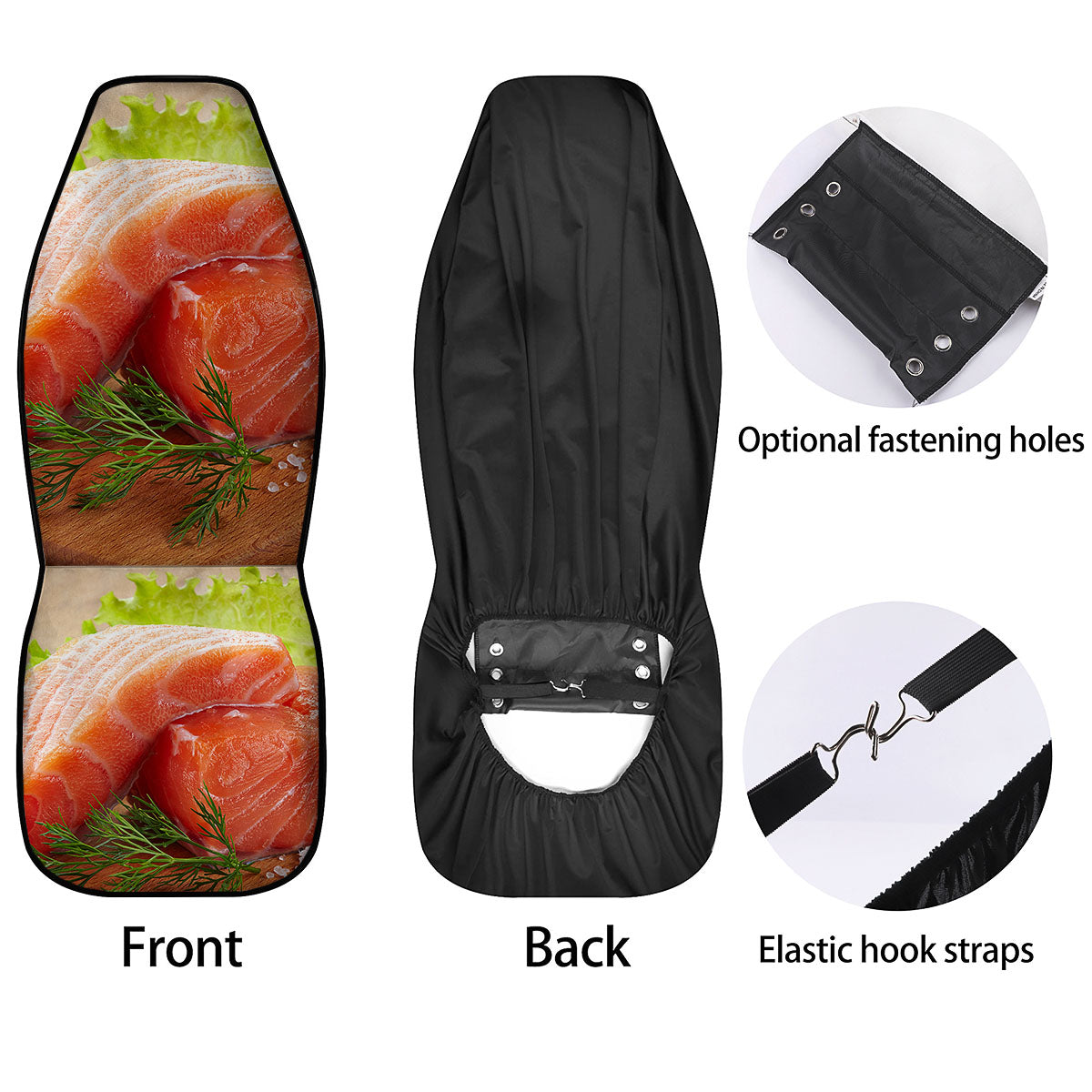 Fresh Salmon Print Car Seat Covers-grizzshop