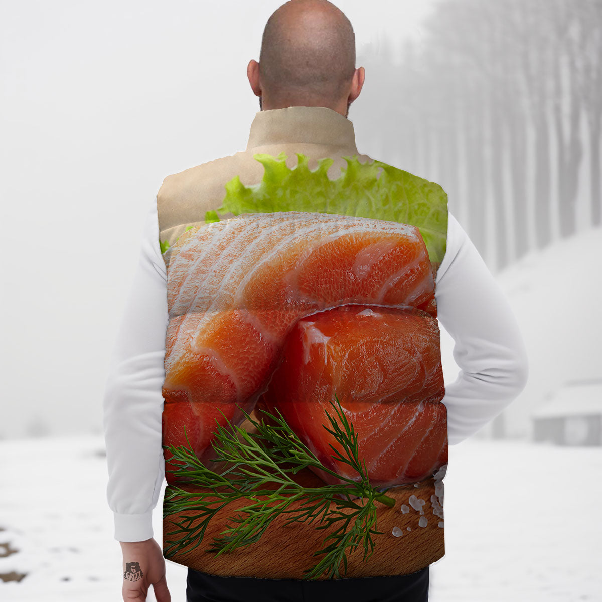 Fresh Salmon Print Down Vest