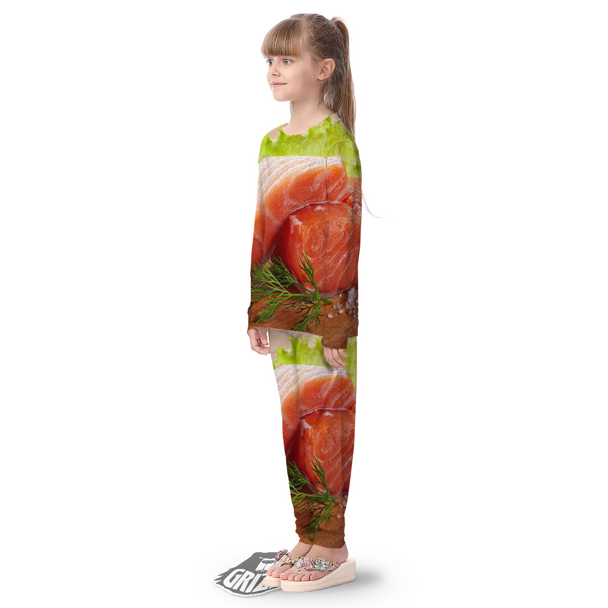 Fresh Salmon Print Kid's Pajamas-grizzshop