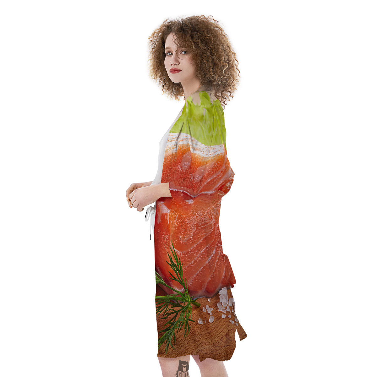 Fresh Salmon Print Kimono-grizzshop