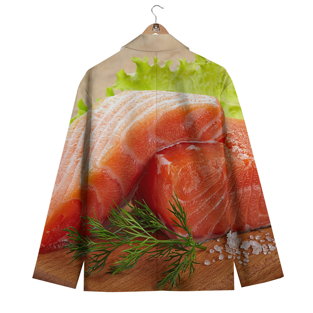 Fresh Salmon Print Men's Blazer-grizzshop