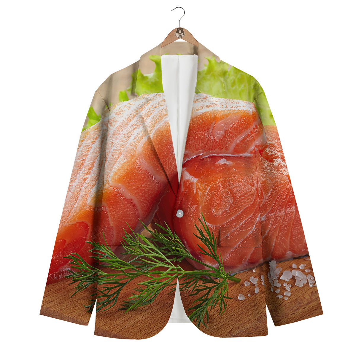 Fresh Salmon Print Men's Blazer-grizzshop