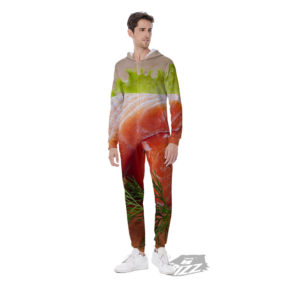 Fresh Salmon Print Men's Jumpsuit-grizzshop