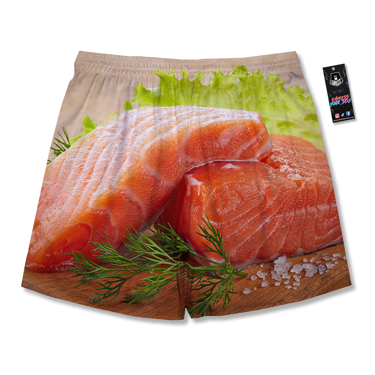 Fresh Salmon Print Men's Running Shorts-grizzshop