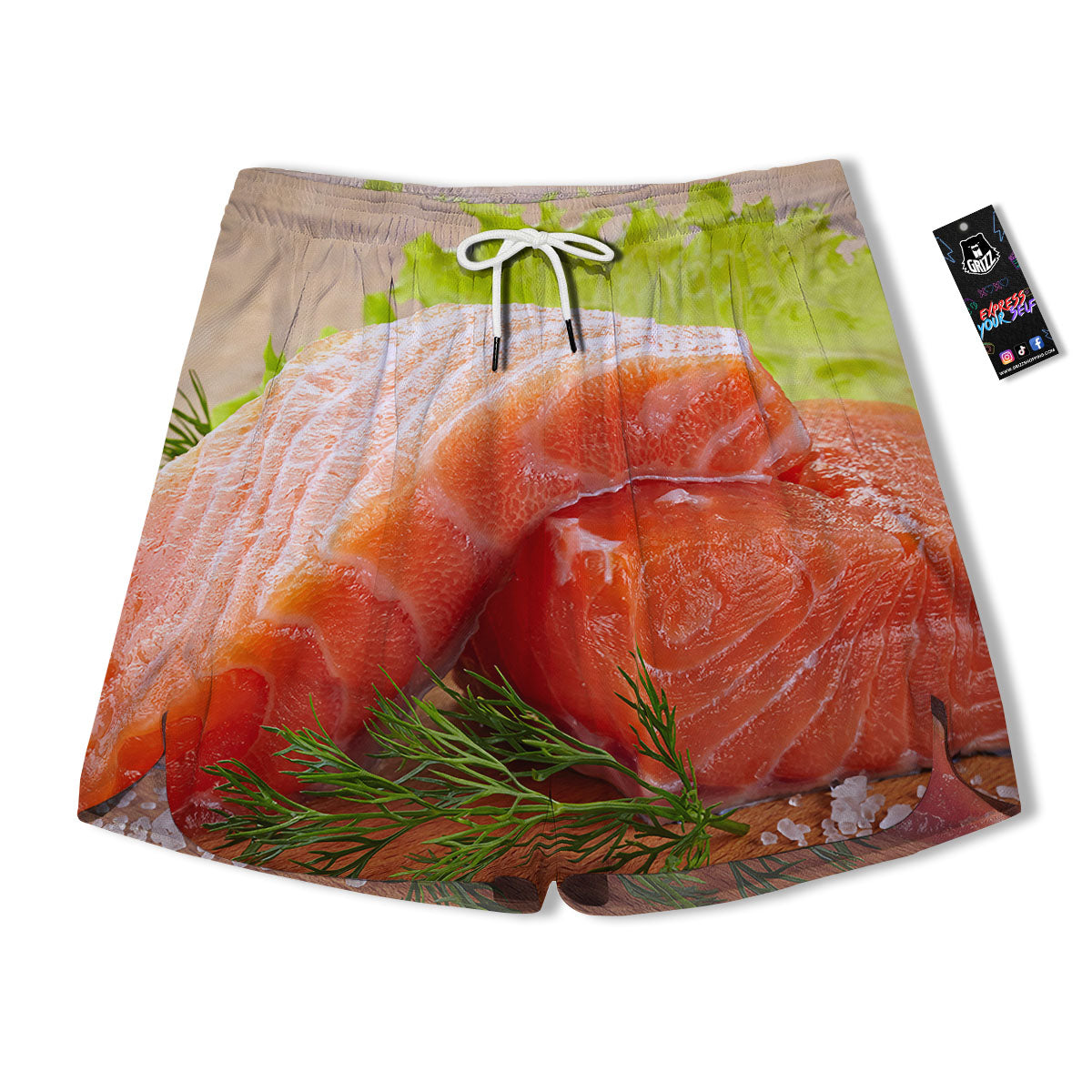 Fresh Salmon Print Men's Running Shorts-grizzshop