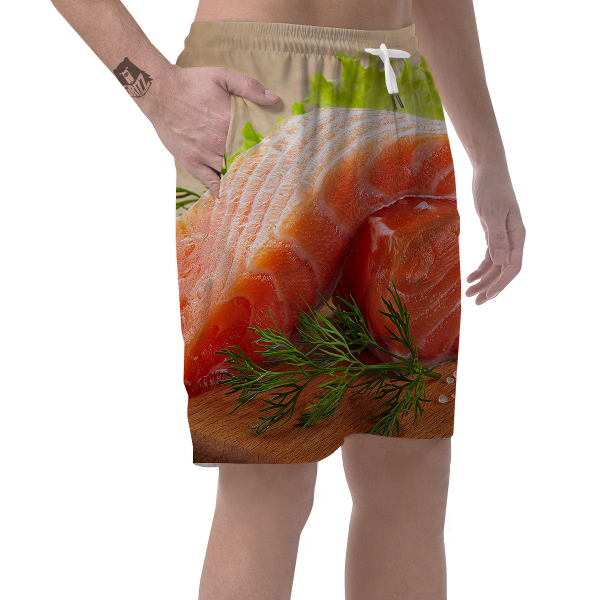 Fresh Salmon Print Men's Shorts-grizzshop