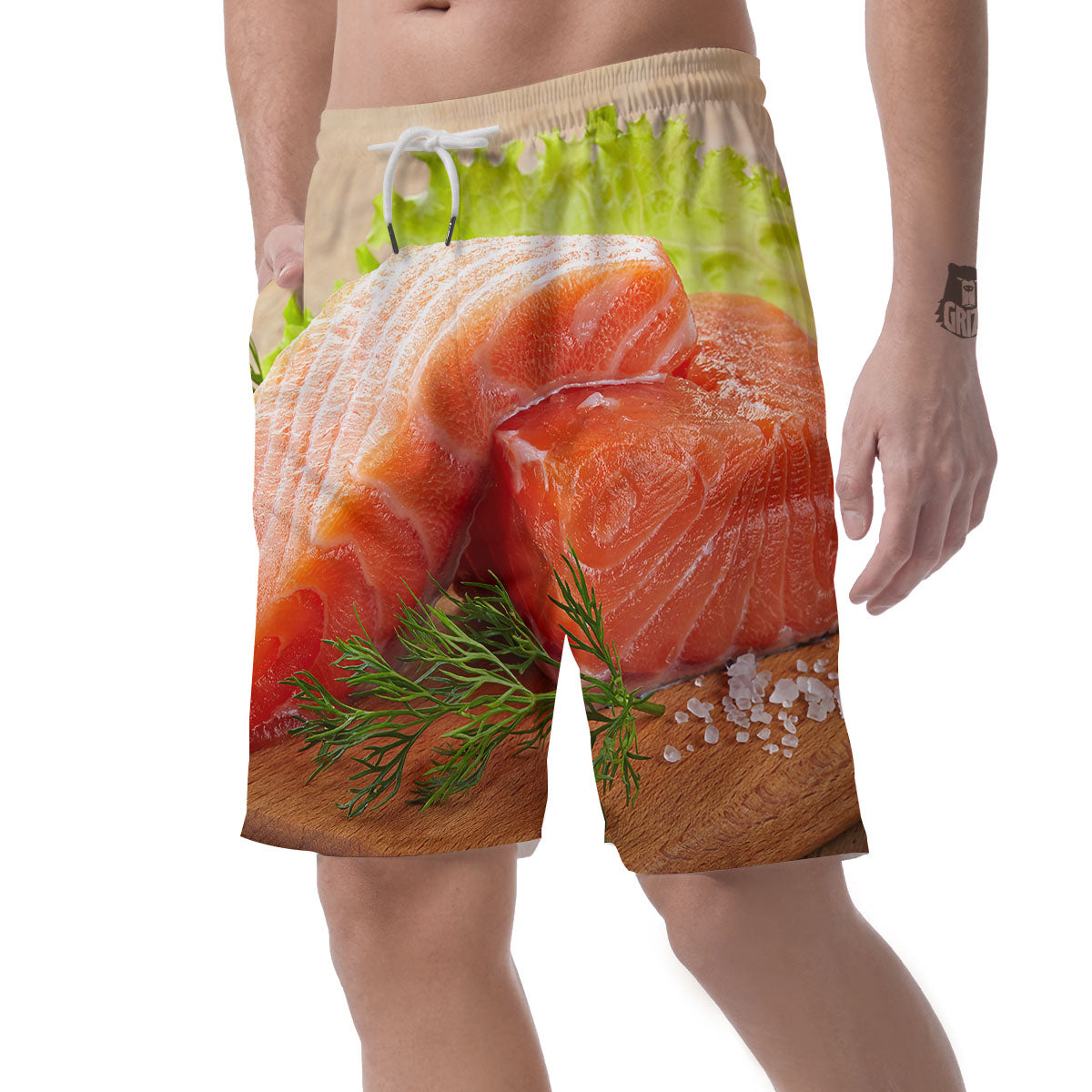 Fresh Salmon Print Men's Shorts-grizzshop