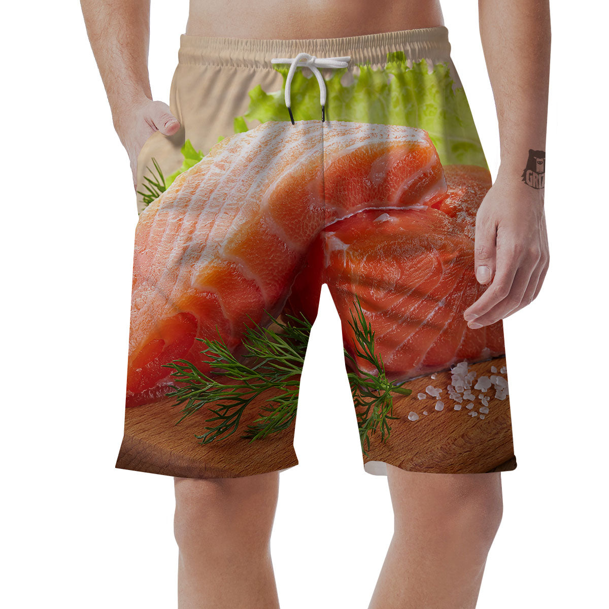 Fresh Salmon Print Men's Shorts-grizzshop