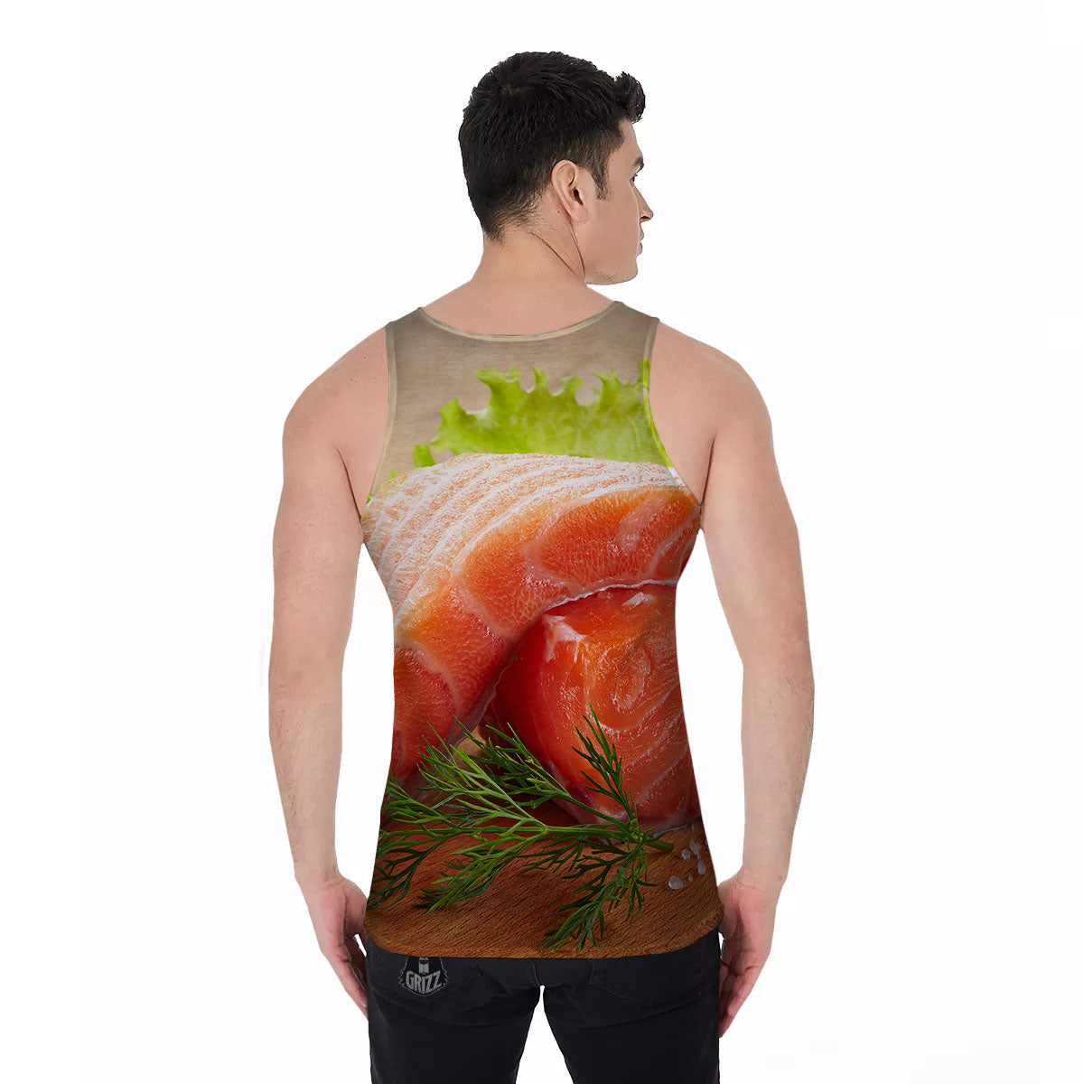 Fresh Salmon Print Men's Tank Top-grizzshop