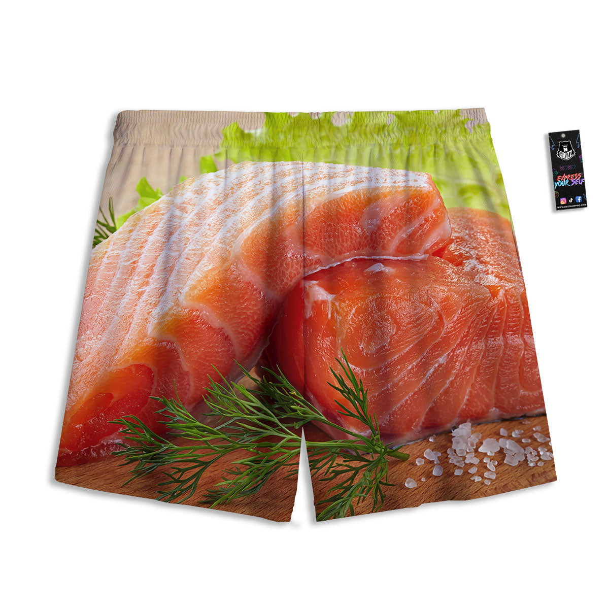 Fresh Salmon Print Mesh Shorts
