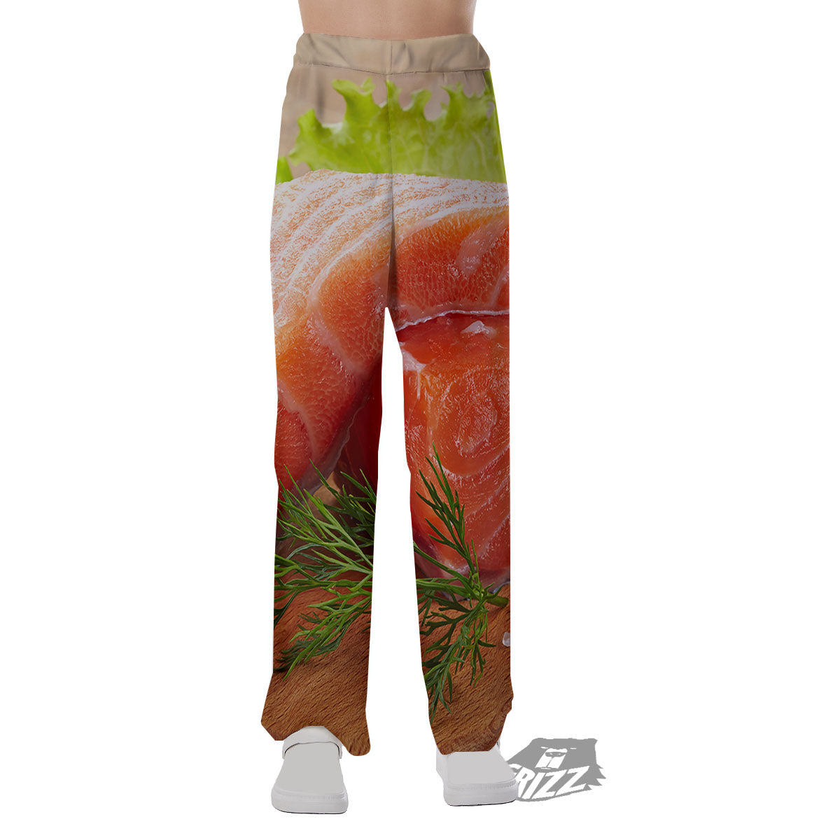 Fresh Salmon Print Pajama Pants-grizzshop