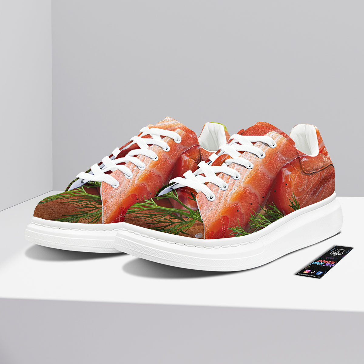 Fresh Salmon Print Platform Shoes-grizzshop