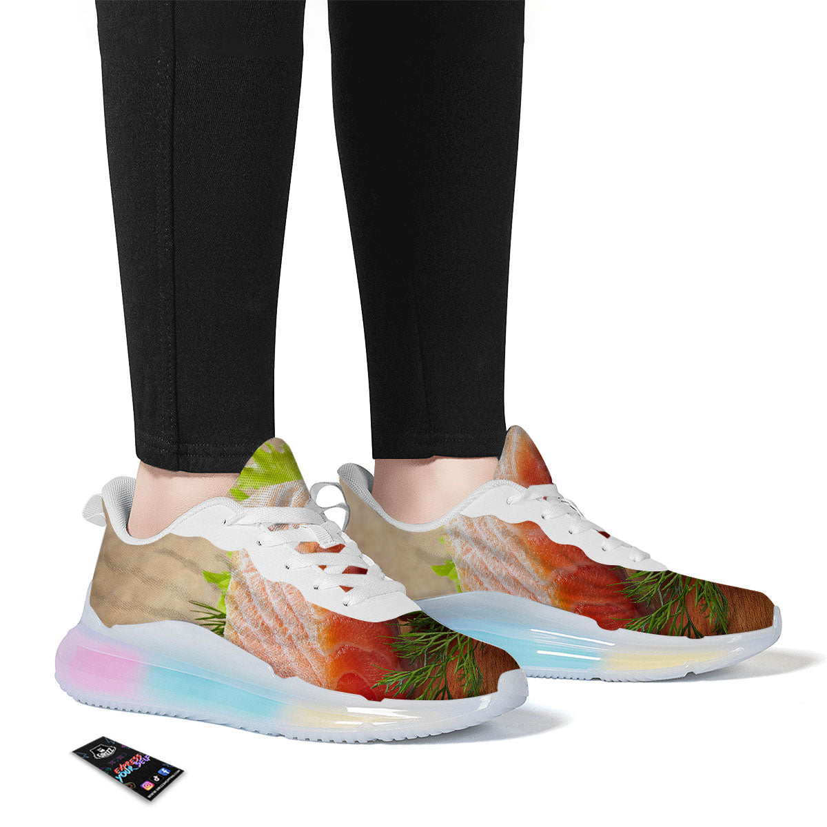 Fresh Salmon Print Running Sneakers-grizzshop