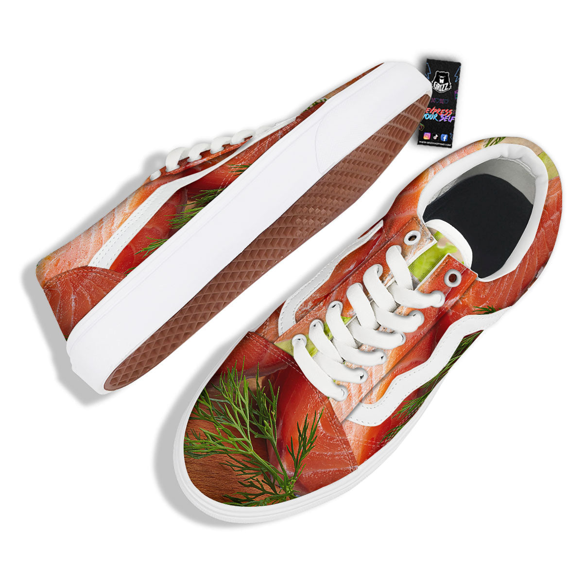 Fresh Salmon Print Skate Shoes-grizzshop