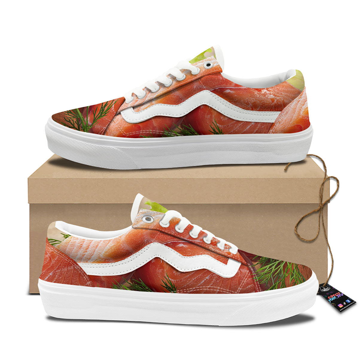 Fresh Salmon Print Skate Shoes-grizzshop