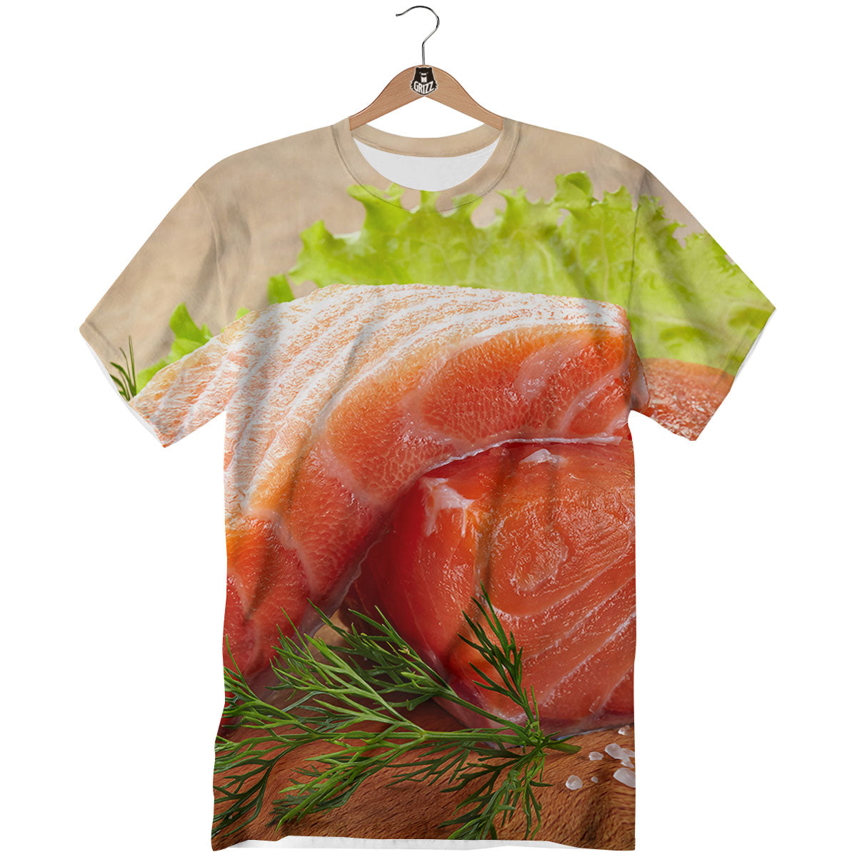 Fresh Salmon Print T-Shirt-grizzshop
