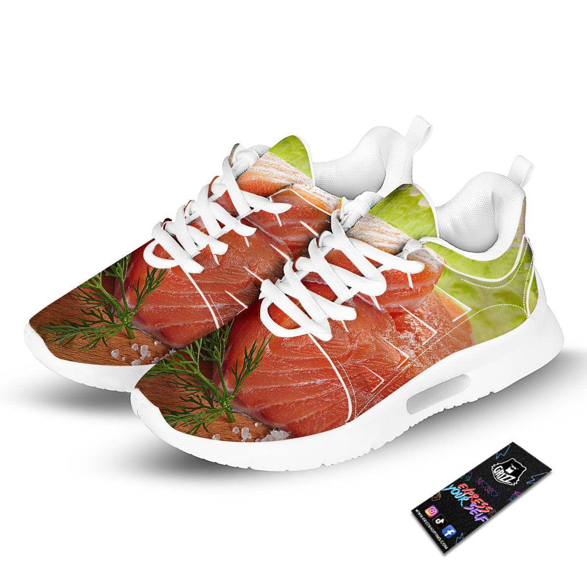 Fresh Salmon Print Tennis Shoes-grizzshop