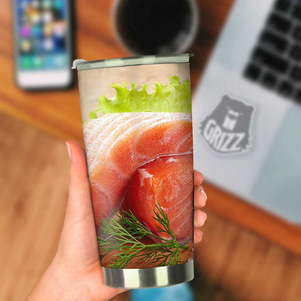 Fresh Salmon Print Tumbler-grizzshop