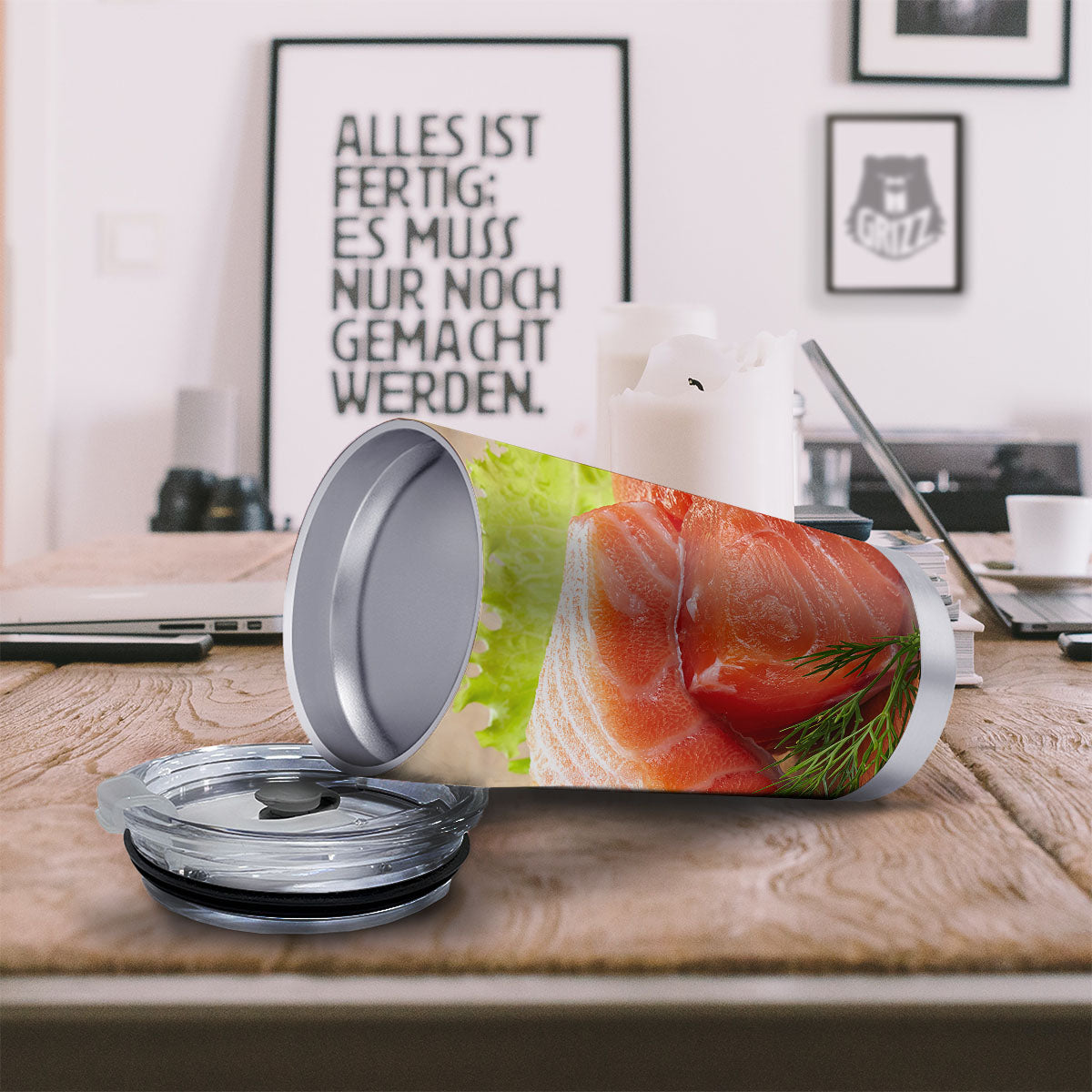 Fresh Salmon Print Tumbler-grizzshop