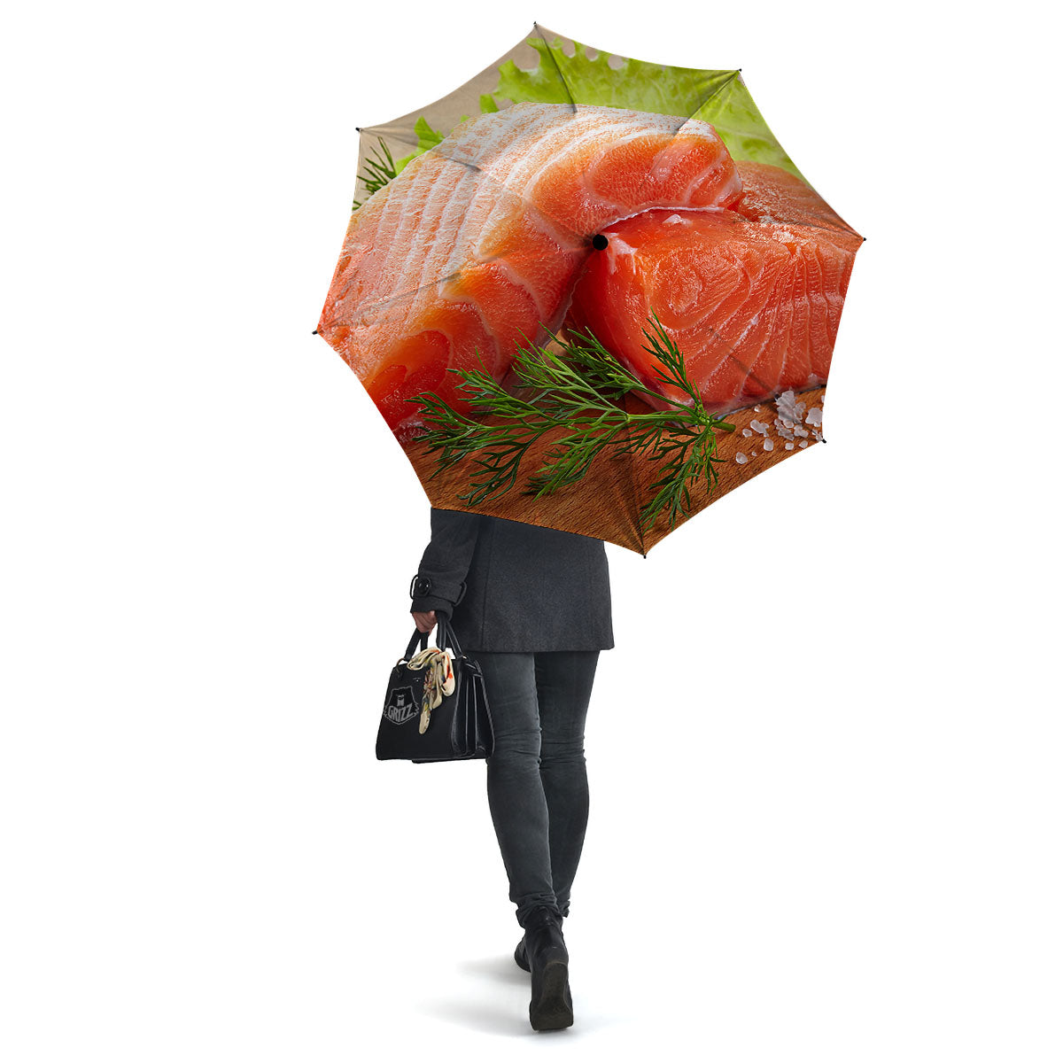 Fresh Salmon Print Umbrella-grizzshop