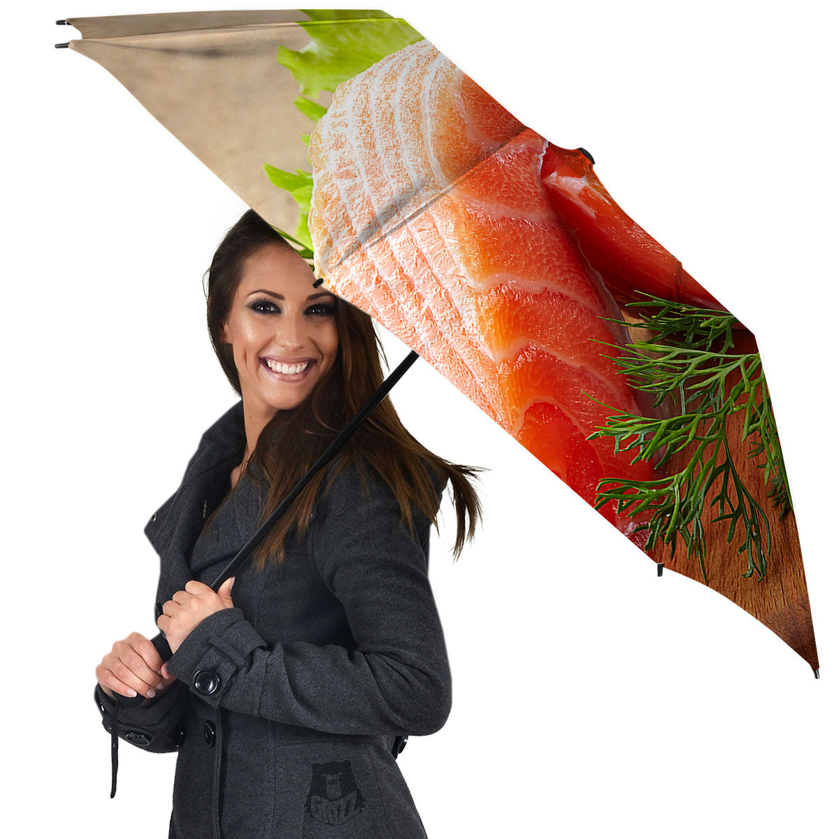 Fresh Salmon Print Umbrella-grizzshop
