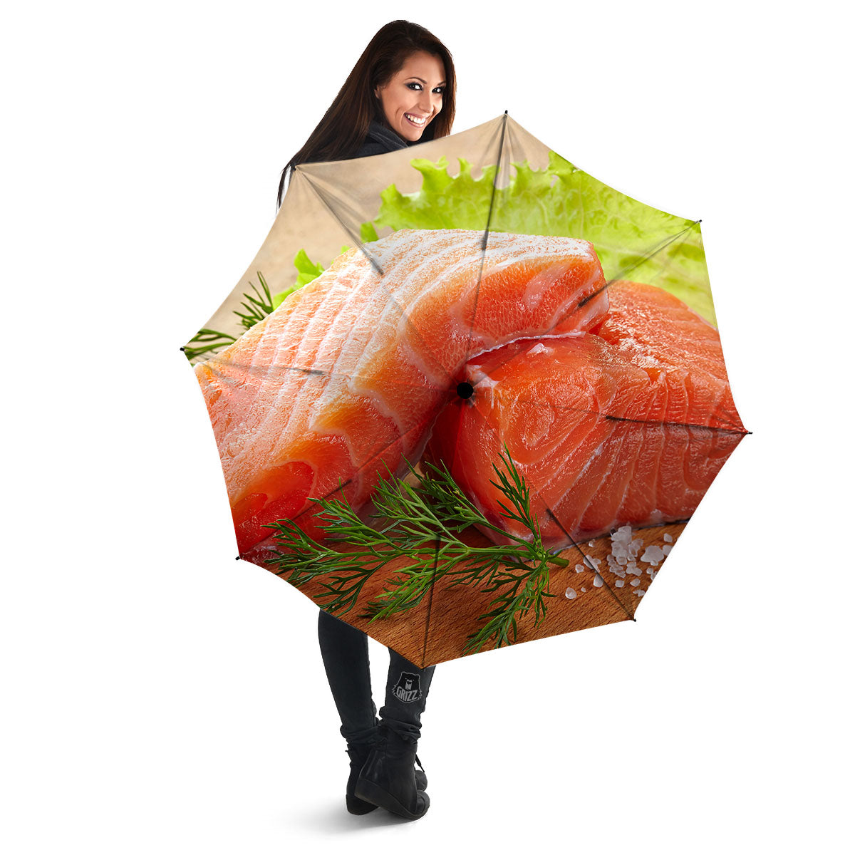 Fresh Salmon Print Umbrella-grizzshop