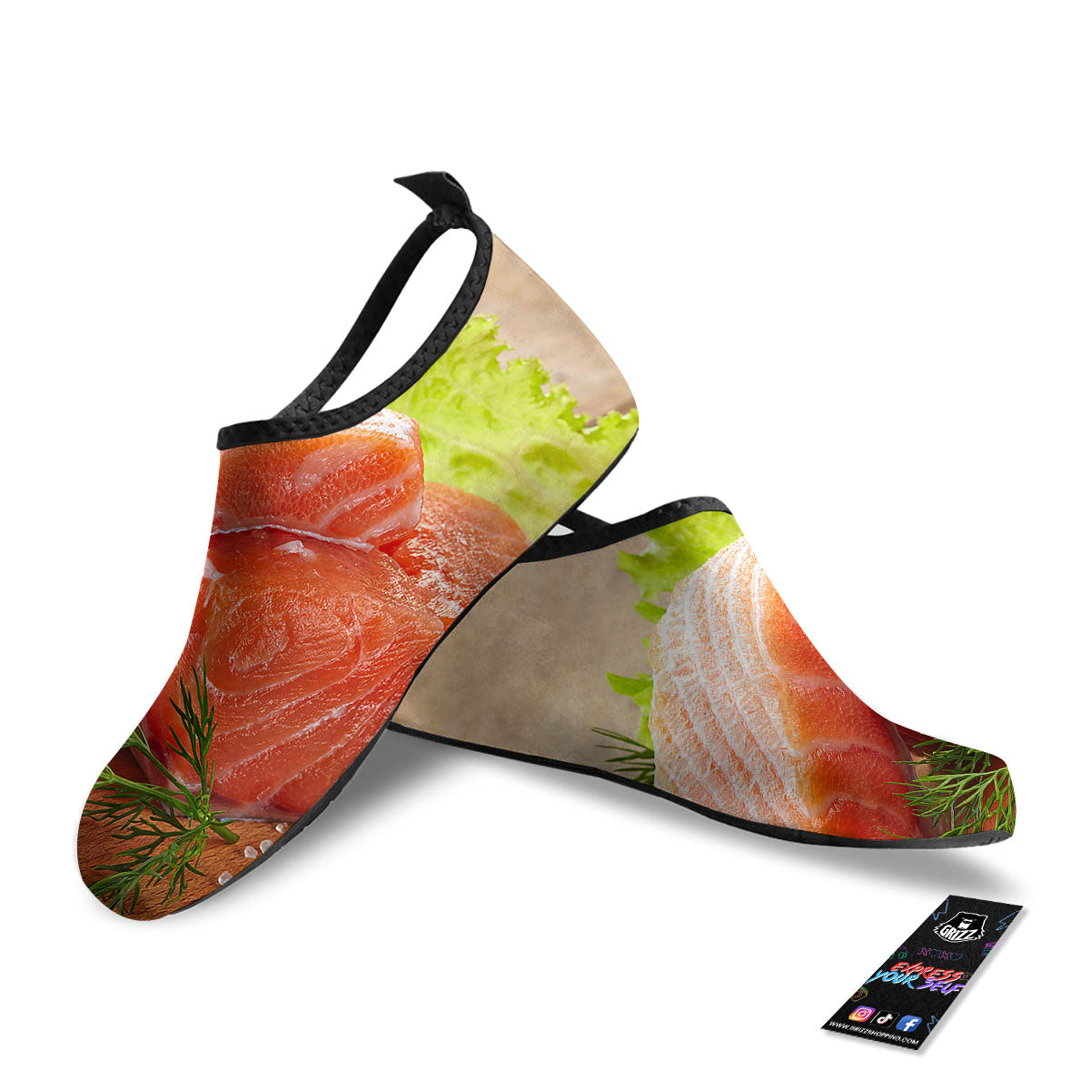 Fresh Salmon Print Water Shoes-grizzshop