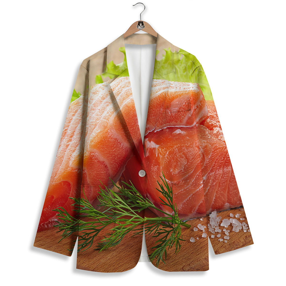 Fresh Salmon Print Women's Blazer-grizzshop