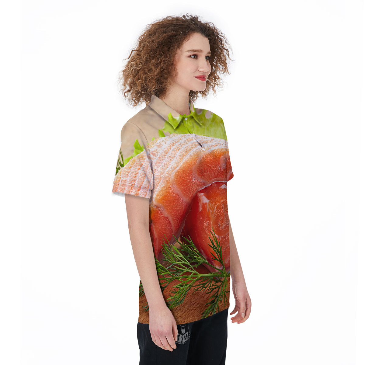 Fresh Salmon Print Women's Golf Shirts-grizzshop