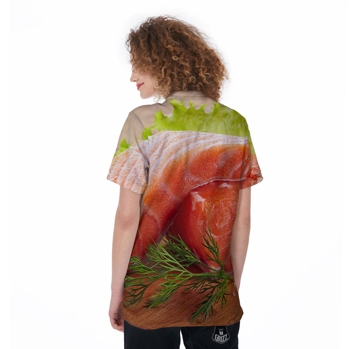 Fresh Salmon Print Women's Golf Shirts-grizzshop
