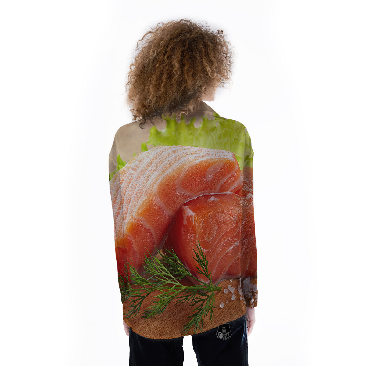Fresh Salmon Print Women's Long Sleeve Shirts-grizzshop