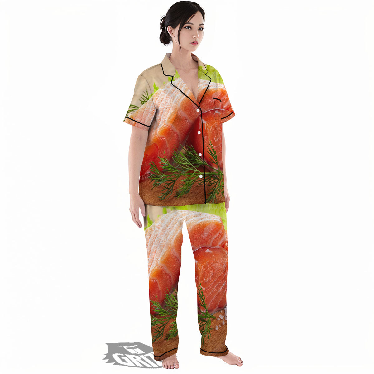Fresh Salmon Print Women's Pajamas Set-grizzshop