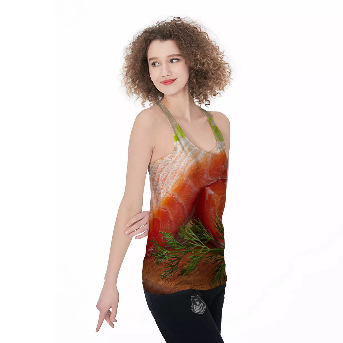 Fresh Salmon Print Women's Racerback Tank Top-grizzshop