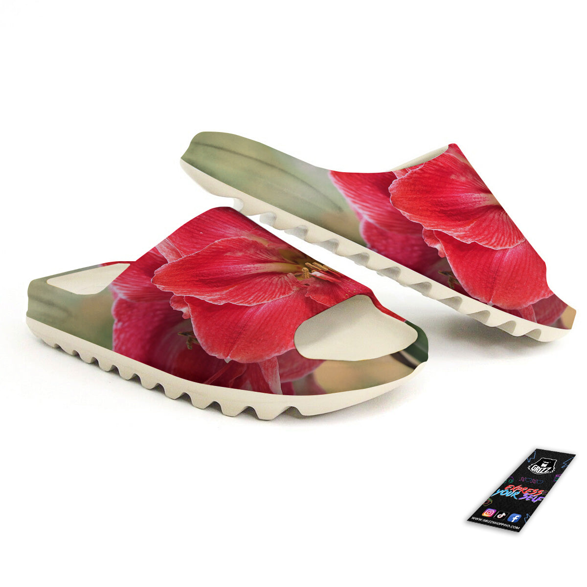 Fresh Amaryllis Print Sandals-grizzshop