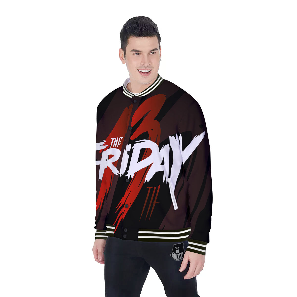 Friday 13 Print Baseball Jacket-grizzshop