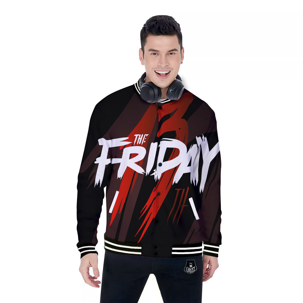 Friday 13 Print Baseball Jacket-grizzshop