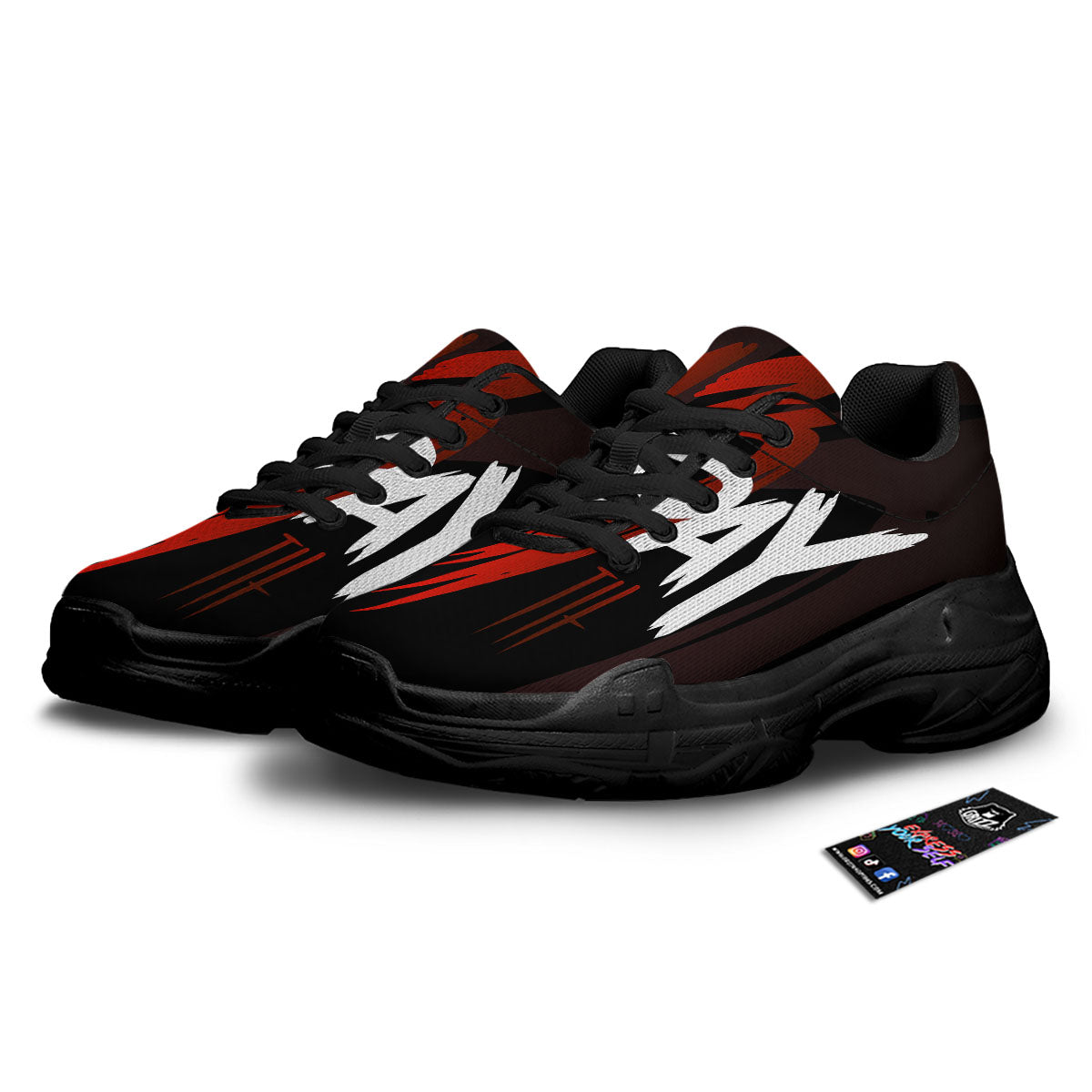 Friday 13 Print Black Chunky Shoes-grizzshop