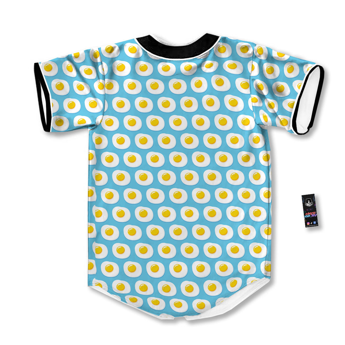 Fried Eggs Blue Print Pattern Baseball Jersey-grizzshop
