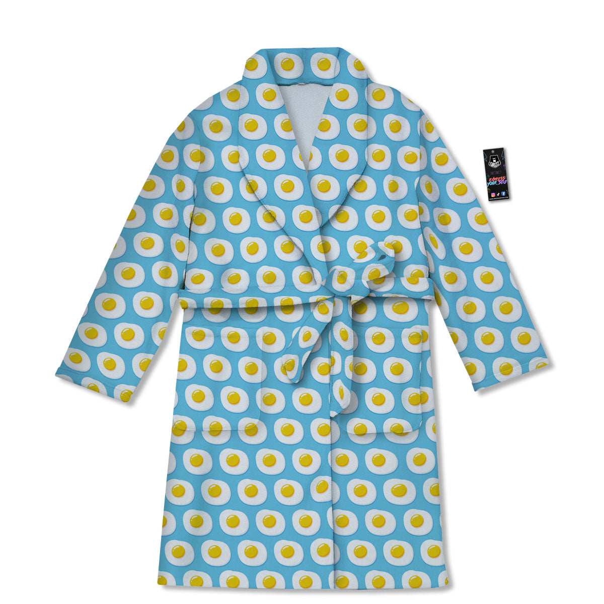 Fried Eggs Blue Print Pattern Bathrobe-grizzshop