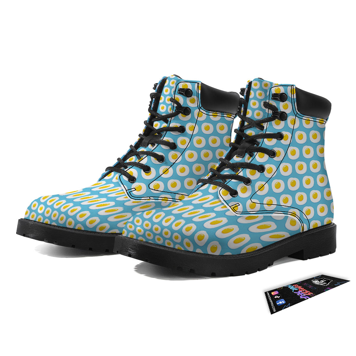Fried Eggs Blue Print Pattern Boots-grizzshop
