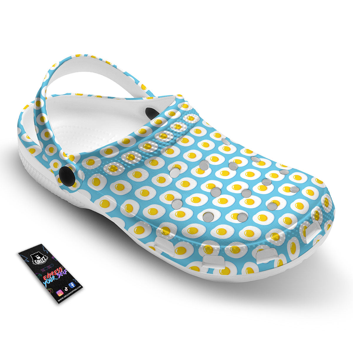 Fried Eggs Blue Print Pattern Clog-grizzshop