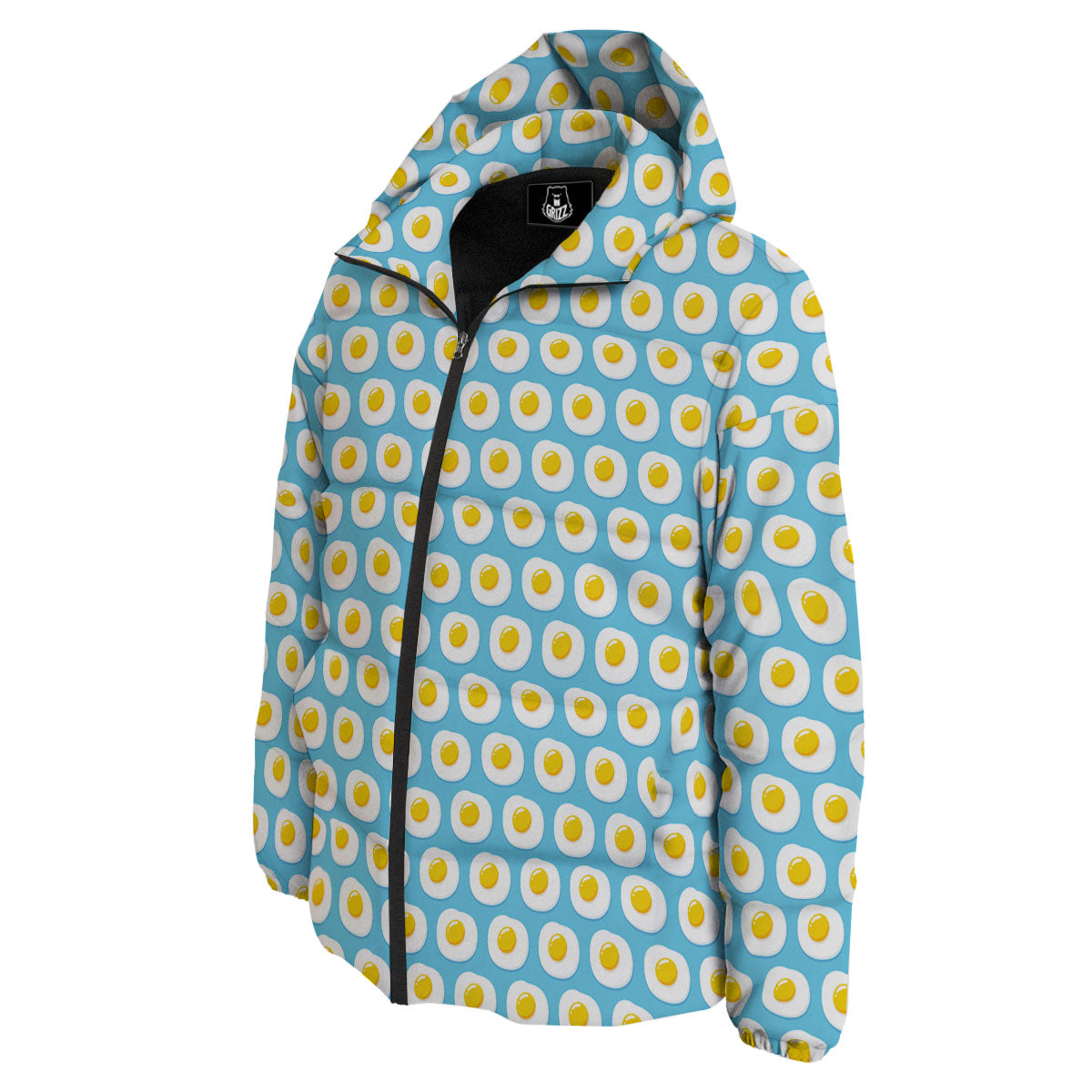 Fried Eggs Blue Print Pattern Down Jacket-grizzshop