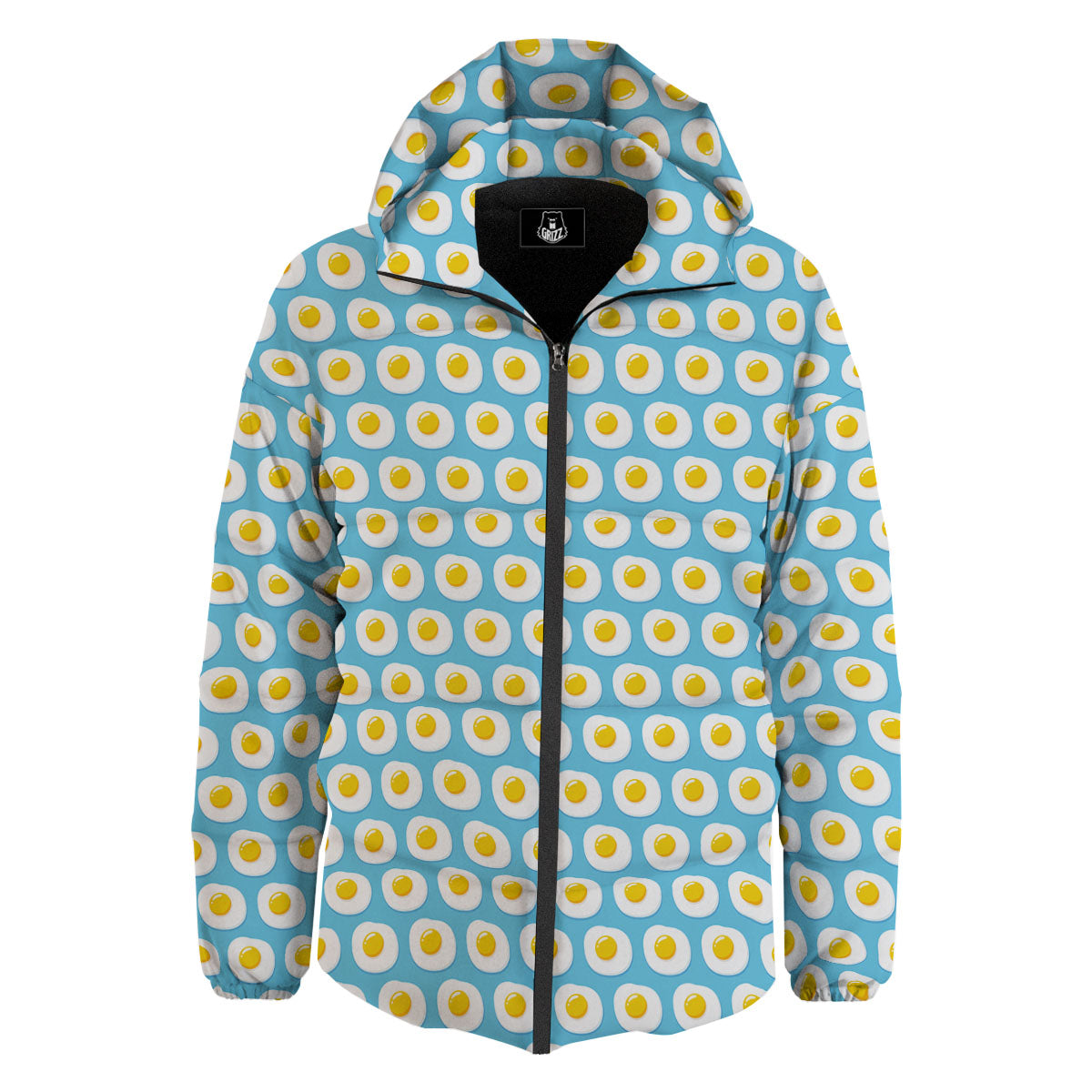 Fried Eggs Blue Print Pattern Down Jacket-grizzshop