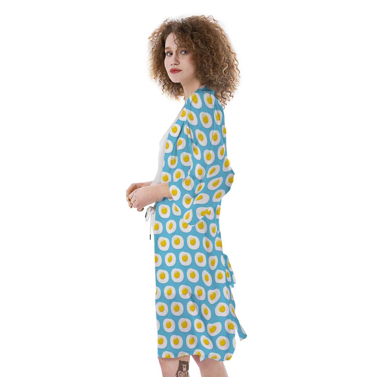 Fried Eggs Blue Print Pattern Kimono-grizzshop