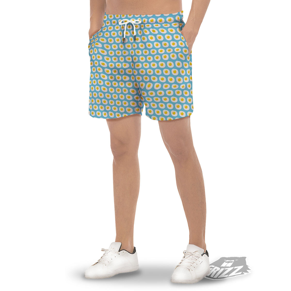 Fried Eggs Blue Print Pattern Men's Gym Shorts-grizzshop