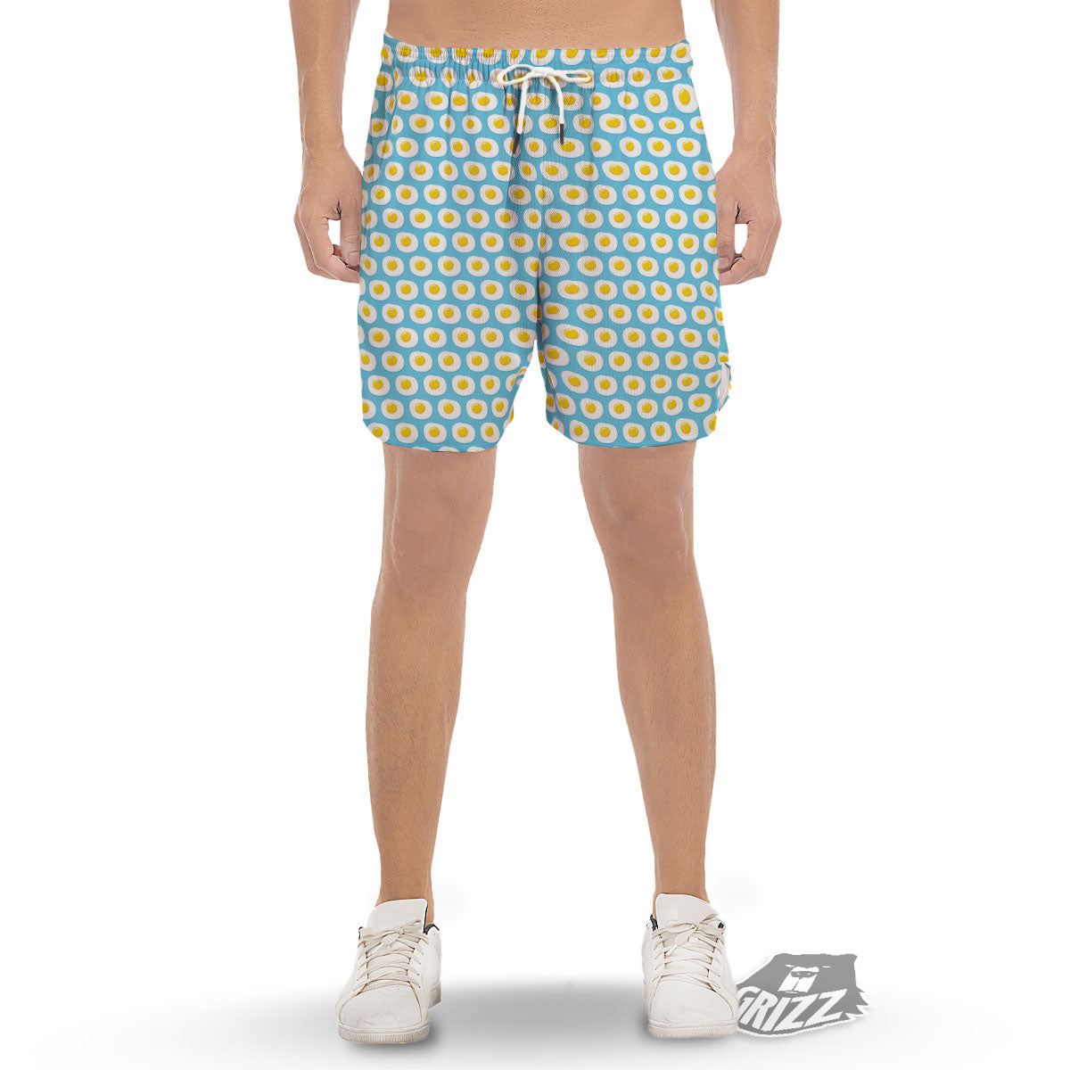 Fried Eggs Blue Print Pattern Men's Gym Shorts-grizzshop