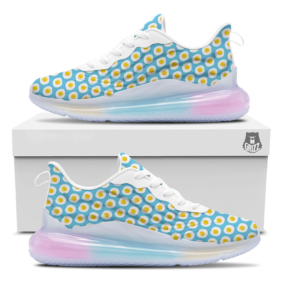Fried Eggs Blue Print Pattern Running Sneakers-grizzshop