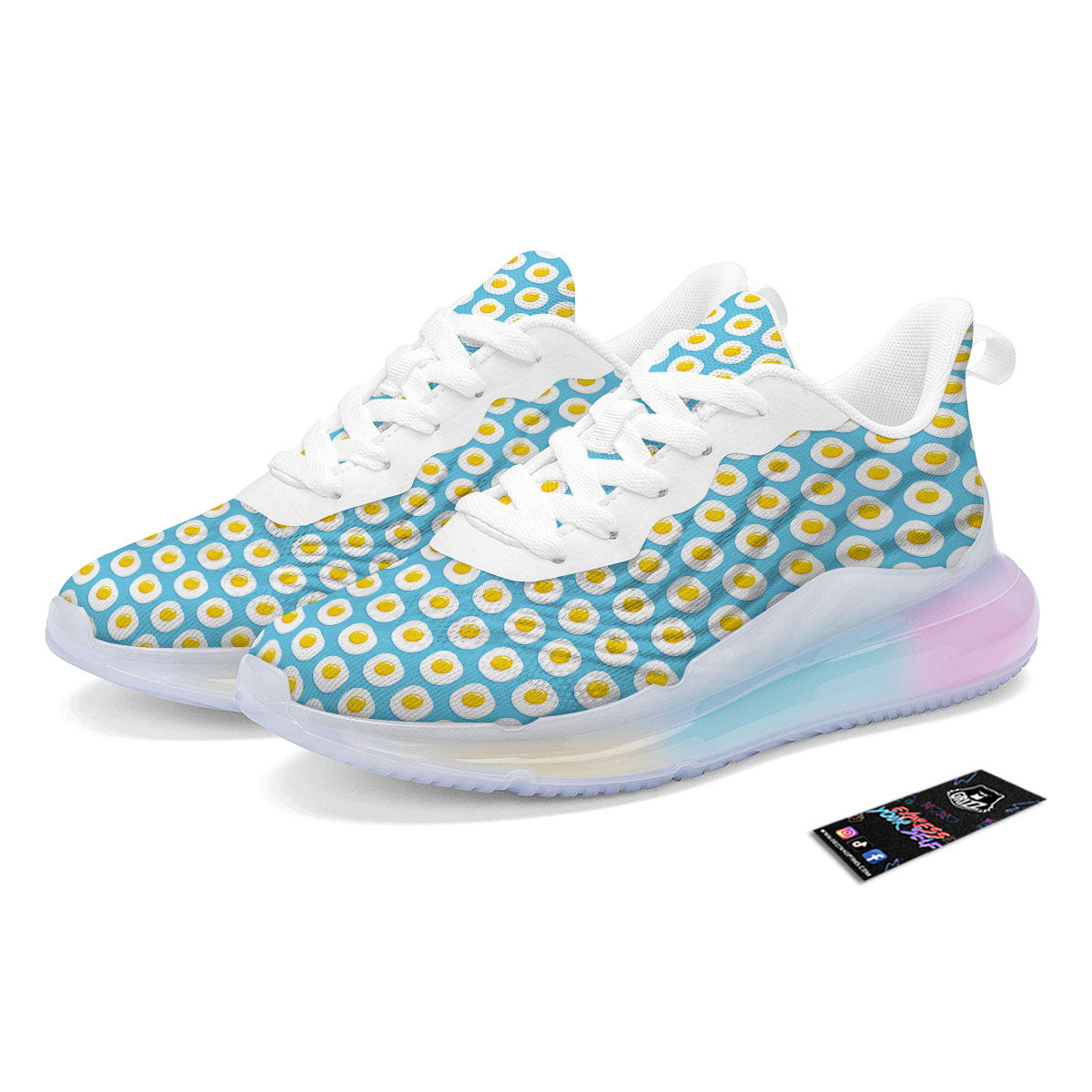 Fried Eggs Blue Print Pattern Running Sneakers-grizzshop