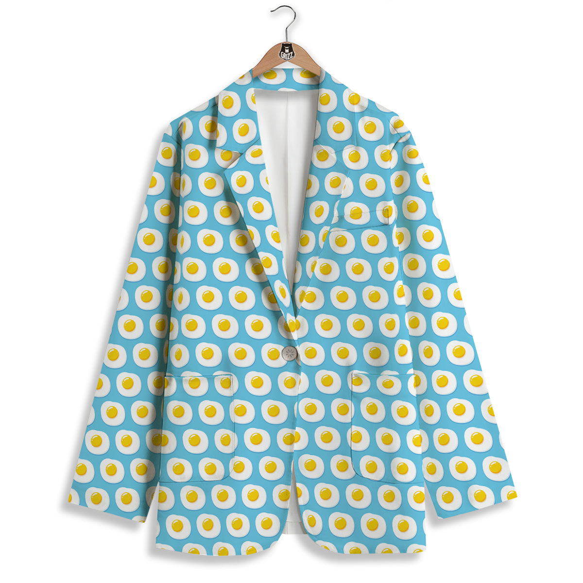 Fried Eggs Blue Print Pattern Women's Blazer-grizzshop