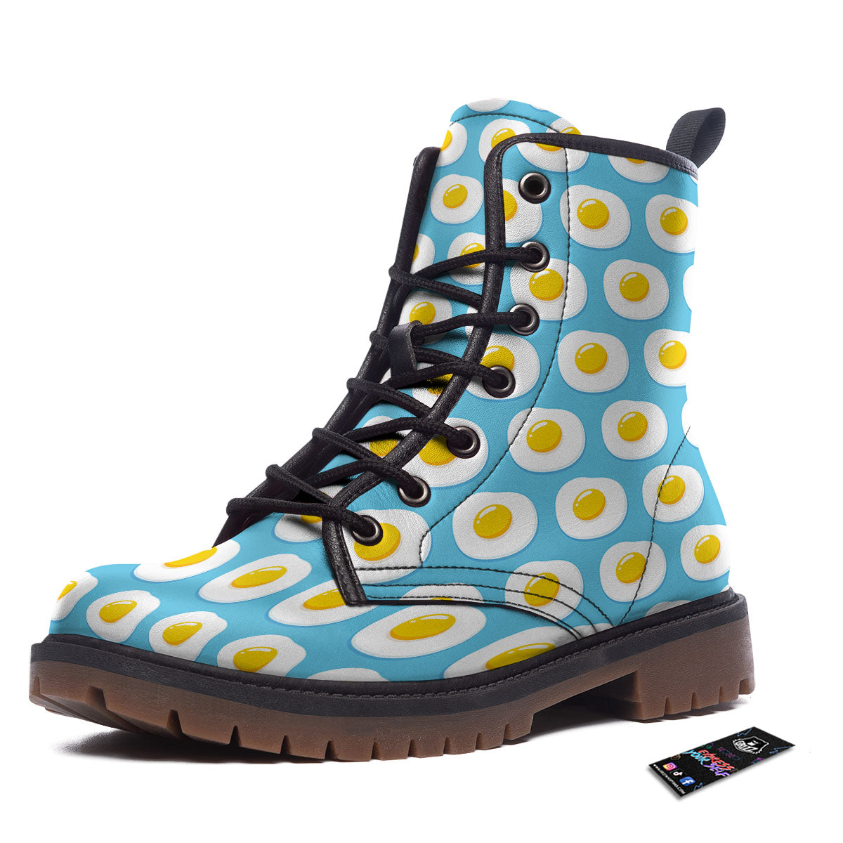 Fried Eggs Blue Print Pattern Work Boots-grizzshop